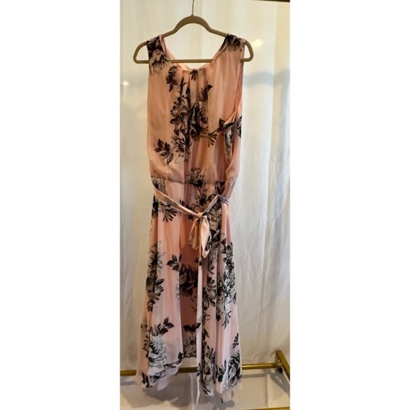 Ballet pink maxi dress with black and gray florals 24W - Picture 1 of 3